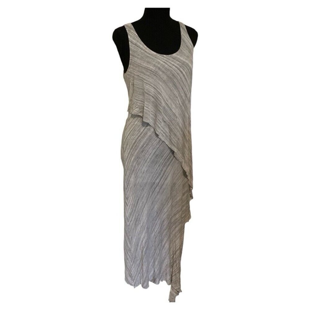 Splendid Dress Long Maxi Gray Striped Sun dress Layered Small Summer Sleeveless